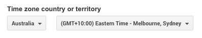 time zone country or territory settings