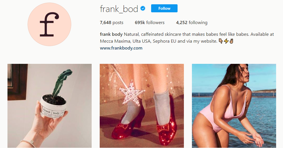 frank body Instagram