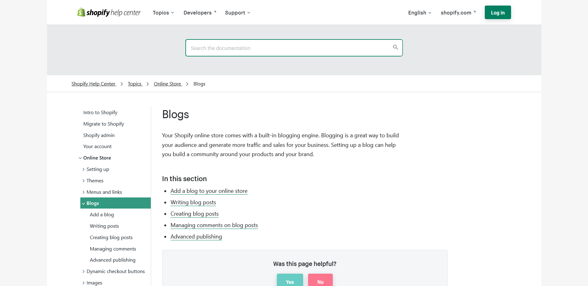 Shopify Blog Help Center