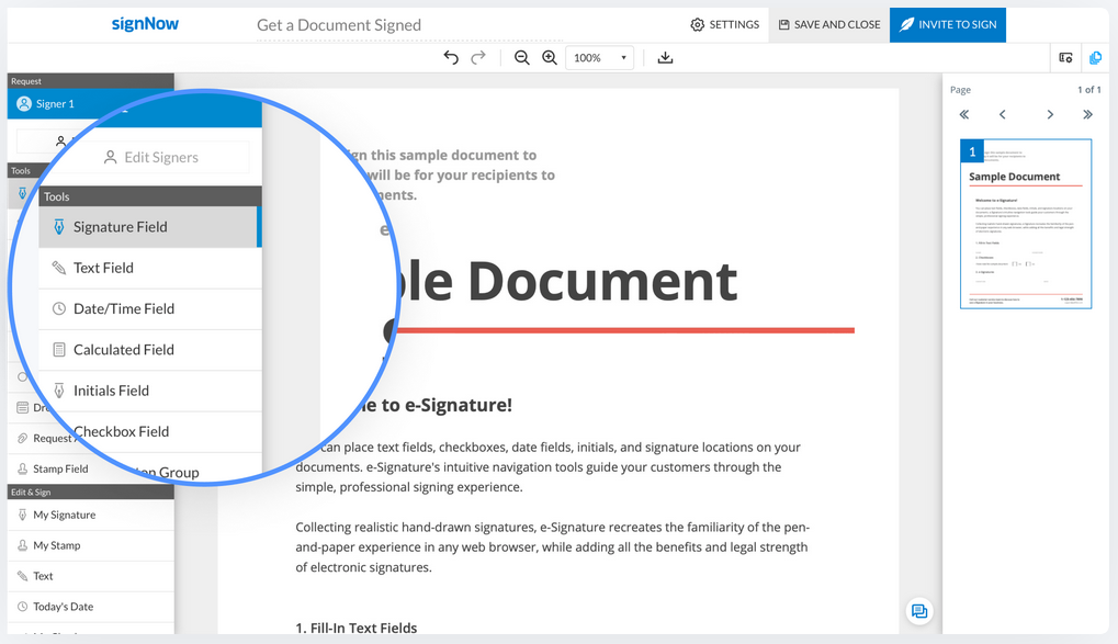 SignNow Edit Document