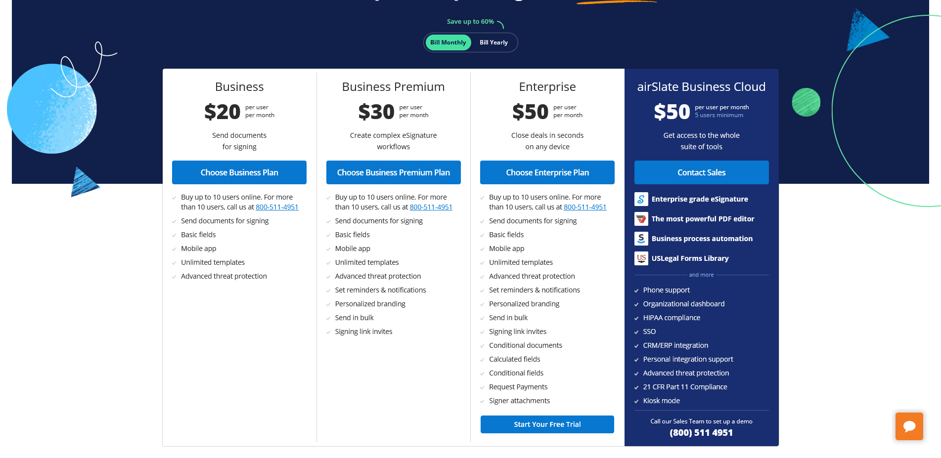 signNow Pricing Bill Monthly