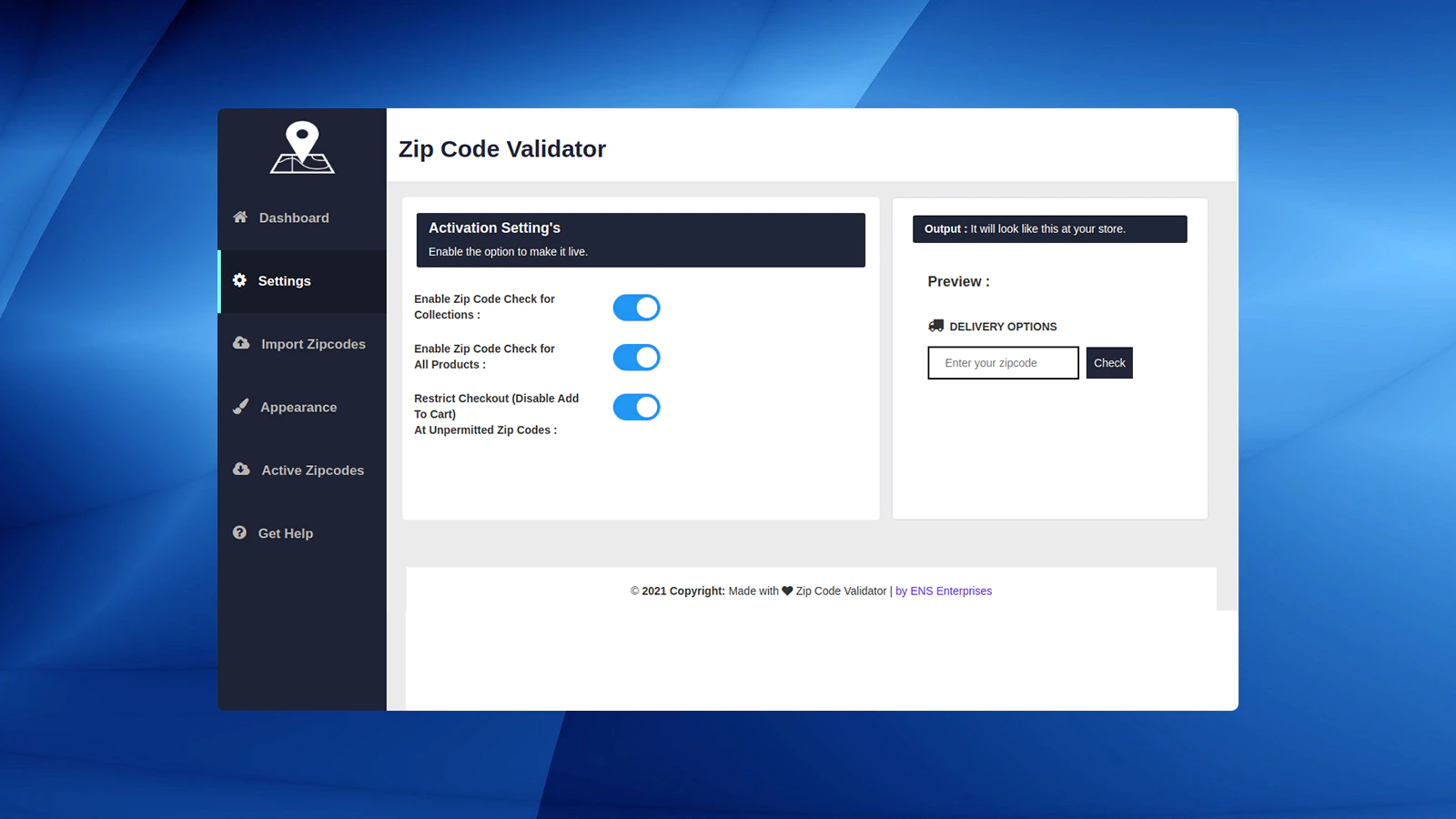 ens-zip-pin-code-validator-activation-settings